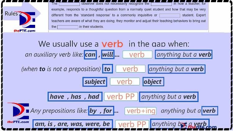 Grammar Rules For Fill In The Blanks Pte